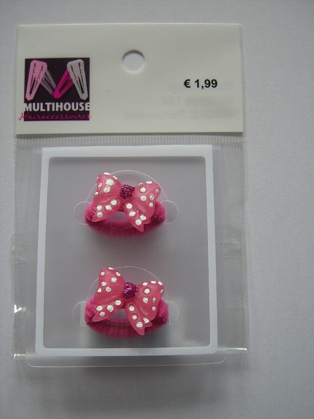 (image for) Haarelastieken donker roze met vlinder.